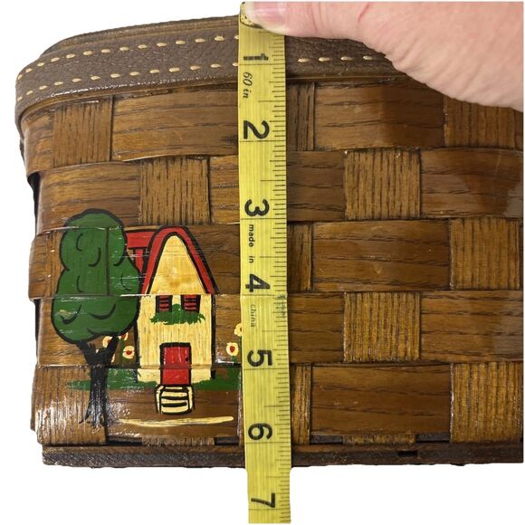 Vintage Caro Nan Main Street Basket Purse Lined Signed Hand Painted Cottagecore - Picture 11 of 12